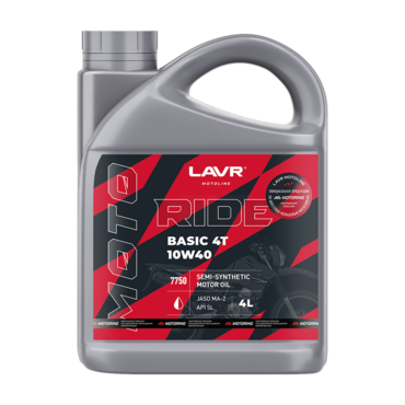 LAVR Моторное масло MOTO Ride Basic 4T 10W 40 SL 4л ( Ln7750 ) - миниатюра 1