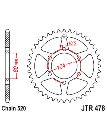Звезда ведомая JTR478 43 черная