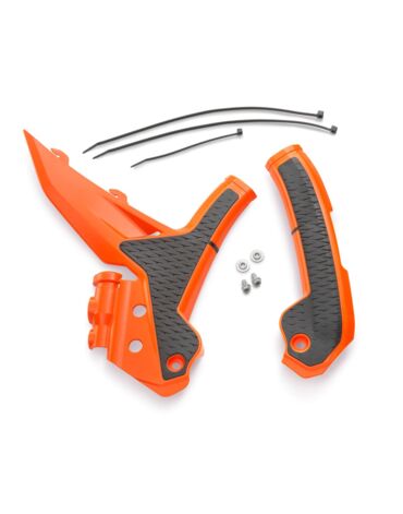 Защита рамы оранжево черная прорезиненная KTM SX SX F 23- / EXC EXC F 24-