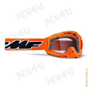 Маска кросс FMF - 100%  Powerbomb Enduro Rocket оранжевая с прозрачной линзой - миниатюра 1