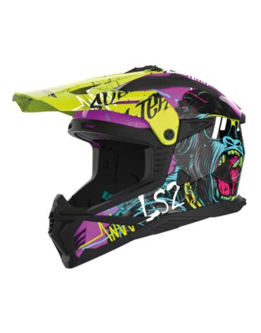 LS2 Шлем MX708 Fast II Gorilla фиолетово желтый