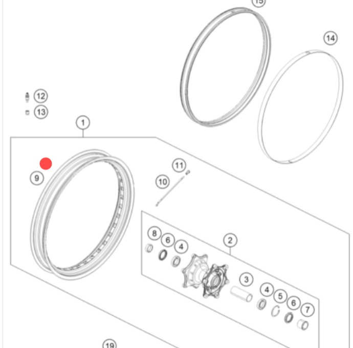 KTM Rim 2.5x21''TL.bl.w.sticker передний обод 790 1090 1290 Adv R 17 21 ( 6030917010033A ) - фото 1
