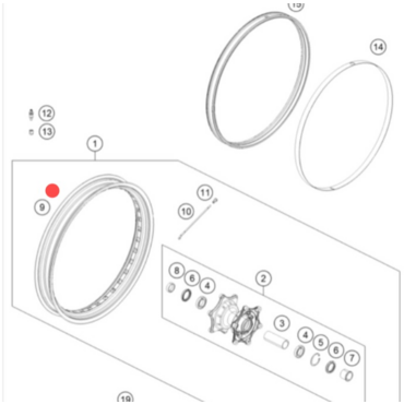 KTM Rim 2.5x21''TL.bl.w.sticker передний обод 790 1090 1290 Adv R 17 21 ( 6030917010033A ) - миниатюра 1