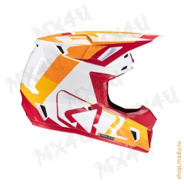 Кроссовый шлем 7.5 V25 Ruby - Оранжево Бело Красный - миниатюра 2