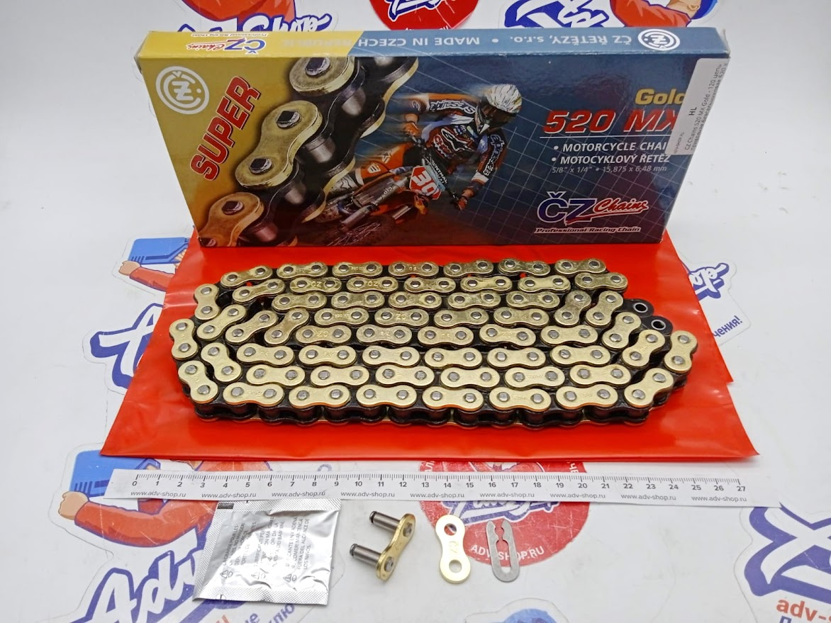 CZ Chains 520 MX Gold - 118 цепь приводная безсальниковая 520 x 118 звеньев ( SX SF 125 450 ) - фото 2
