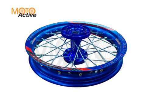Обод задний 14" (1,85 R14 d=15mm) CNC ступица, алюминий синий X TECH