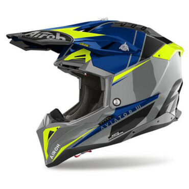 Кроссовый шлем Airoh Aviator 3 Push Blue Gloss S - миниатюра 1