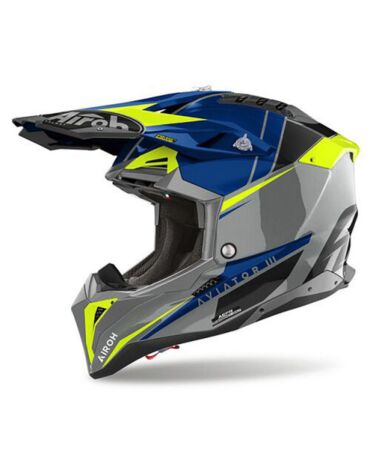 Кроссовый шлем Airoh Aviator 3 Push Blue Gloss S