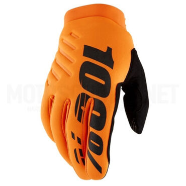Мотоперчатки 100% Brisker, Fluo Orange Black (Для холодной погоды) - миниатюра 2