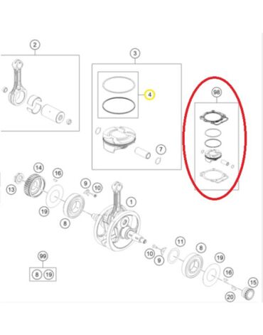 Поршень KTM450F FC450(20 22) B + прокладки, original