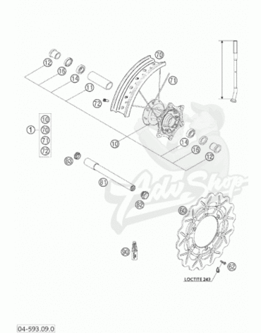 KTM спейсер / дистанционная втулка переднего колеса SX 07 14 / EXC 08 15 / 690 07 20 ( 78009012000 / 54809012000 / 77309012000 )