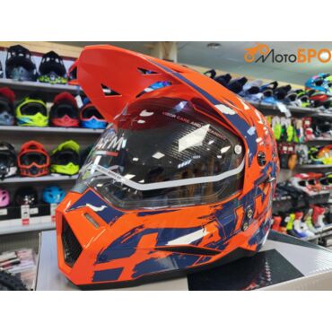 Шлем детский мотард AiM JK802Y Orange Blue - миниатюра 2