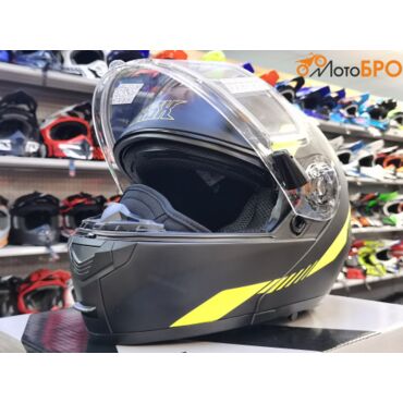 Шлем модуляр RSX Spark (HS 159) Winter, черно желтый матовый, очки желтые - миниатюра 2