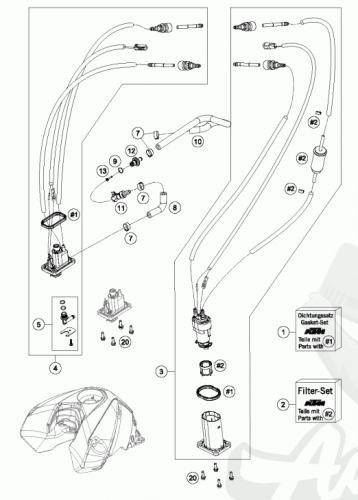 ADV насос топливный без рампы (  штуцер прямой  ) KTM HQV GAS HSB EXC 250 350 450 500 690 701( 75007088011 / 75007088111 /  75007088211 / 78107088300 / 78107088000 / 78107088100 / 81207088011 ) - фото 2