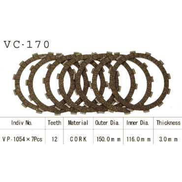 VESRAH VC 170 комплект фрикционных дисков сцепления XR600 NX650 - миниатюра 1