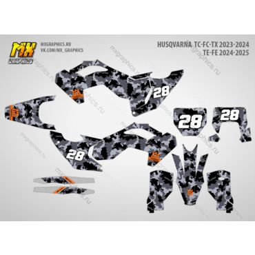 Наклейки на кроссовые и эндуро мотоциклы Husqvarna TC FC TX 2023-2024 TE FE 2024-2025. Серия Urban Camo - миниатюра 1