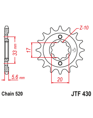 Звезда ведущая 13 зубов Kawasaki KX250F 04 05 / Suzuki RM Z250 04 06 JT