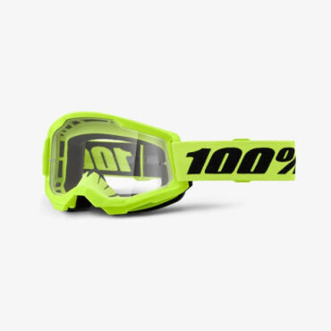 Очки для мотокросса подростковые 100% Strata Junior Neon Yellow с прозрачной линзой - миниатюра 1