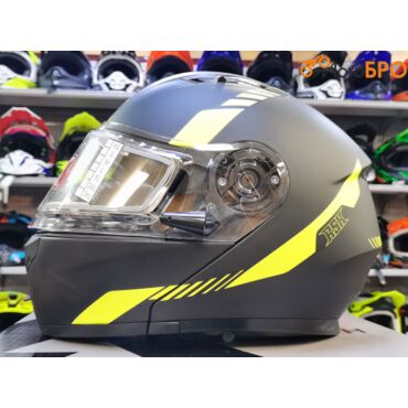 Шлем модуляр RSX Spark (HS 159) Winter, черно желтый матовый, очки желтые - миниатюра 3