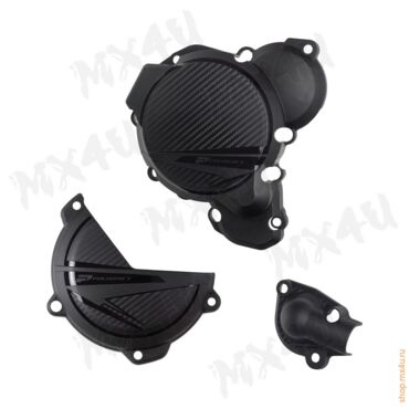 Комплект защита крышки сцепления + зажигания + помпы EXC 250 300 # TE 250 300 24 25 черная - миниатюра 1