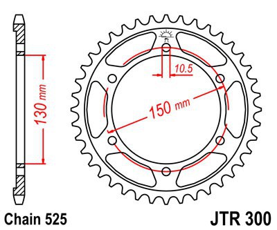 JTR 300 49 звезда ведомая 49 зубов стальная