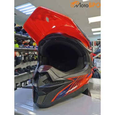 Шлем кроссовый KIOSHI Holeshot 801 оранжевый синий - миниатюра 3