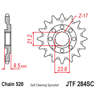 Звезда ведущая самоочищающаяся 14 зубов CR250R / CRF450R X JT - миниатюра 1