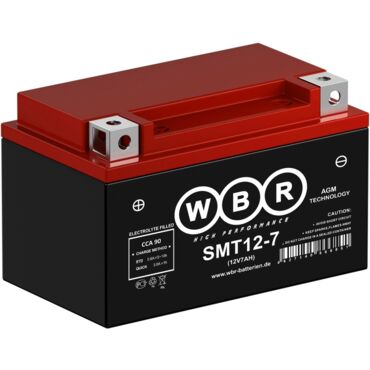 Аккумулятор для мотоцикла WBR SMT 12 7 160x90x100 мм - миниатюра 1