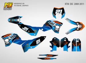 Наклейки на эндуро мотоцикл KTM EXC 2008 2011 Серия GG Fox - фото 1