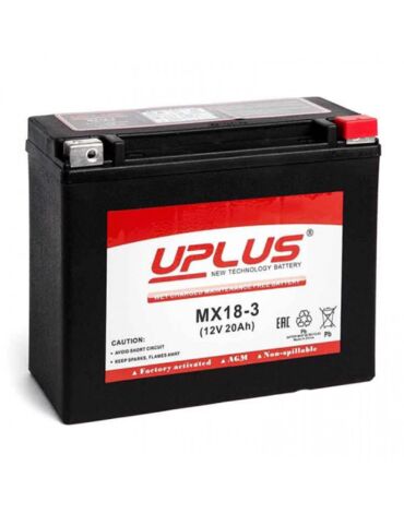 AKБ UPLUS MX18 3 YTX24HL BS, Y50 N18L A, Y50 N18L A3, SY50 N18L AT, 12N18 3 (205 x 90 x 162) 20Ач (EPS1220)