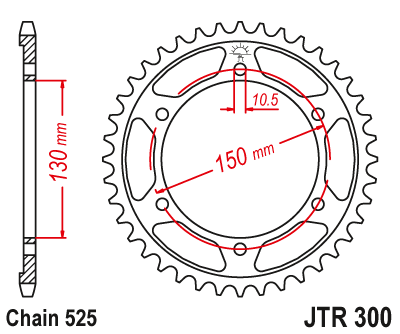 Звезда ведомая JTR300 48 черная