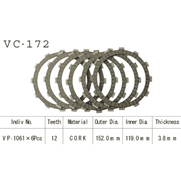 VESRAH VC 172 Фрикционные диски Honda VTF700 / VF750 / VT750 / VT800 / VT1100 ( MR 004822 ) - миниатюра 1