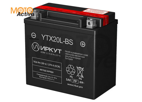 МОТО АККУМУЛЯТОР ИРКУТ YTX20L BS