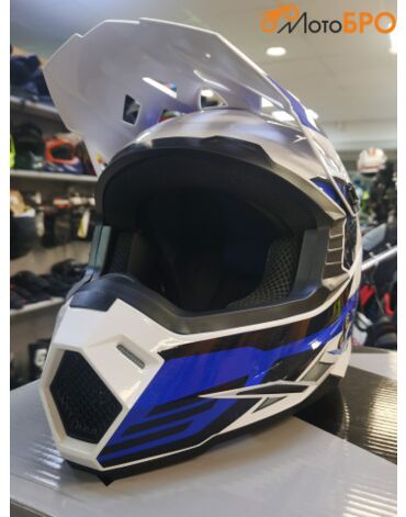 Шлем кроссовый HIZER J6801 white blue