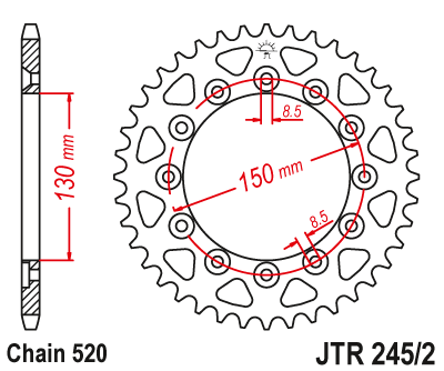 Звезда ведомая стальная 43 зуба Yamaha WR250F 08 20 / WR450F 10 16 JT - фото 1