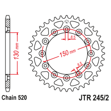 Звезда ведомая стальная 43 зуба Yamaha WR250F 08 20 / WR450F 10 16 JT - миниатюра 1