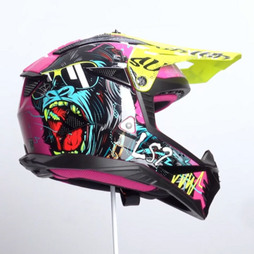 LS2 Шлем MX708 Fast II Gorilla фиолетово желтый - миниатюра 5