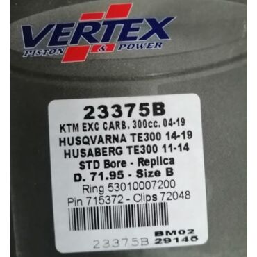 Vertex 23375B Поршень KTM EXC 300 '2004 19 HQV Te300 '2014 19 Replica (D.71,95) карб - миниатюра 3