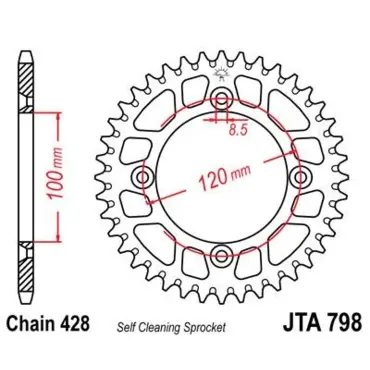 Звезда ведомая алюминиевая JTA798 - миниатюра 1