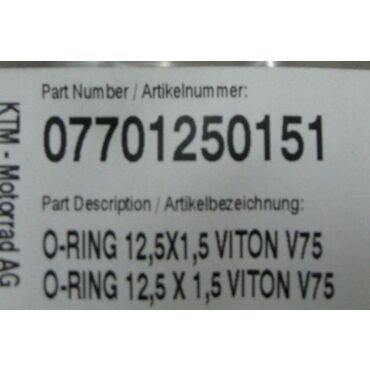 KTM O RING 12,5X1,5 VITON V75 маслосистемы EXC F / SX F / 690 07 19 ( 07701250151 ) - миниатюра 1