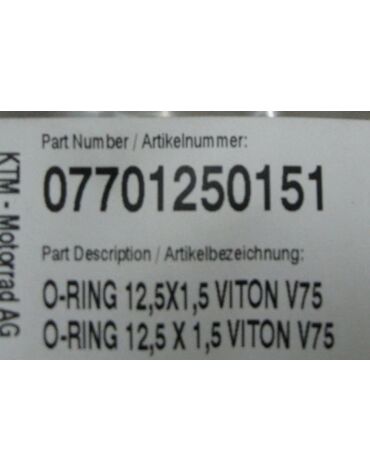 KTM O RING 12,5X1,5 VITON V75 маслосистемы EXC F / SX F / 690 07 19 ( 07701250151 )