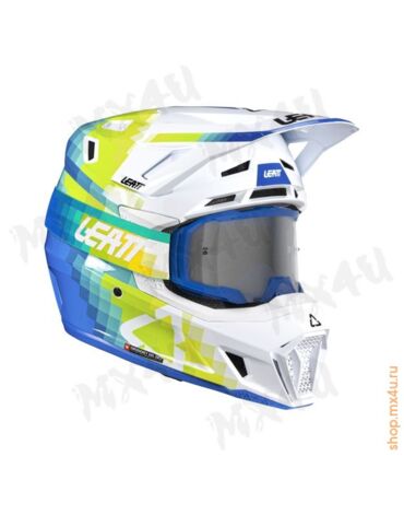Шлем 7.5 V26 Thermoplastic + 4.5 очки Velocity - Пиксель Белый Голубой