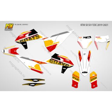 Наклейки на эндуро и кроссовые мотоциклы KTM SX-SXF 2019-2022 EXC 2020-2023 6DAYS SPAIN - миниатюра 1