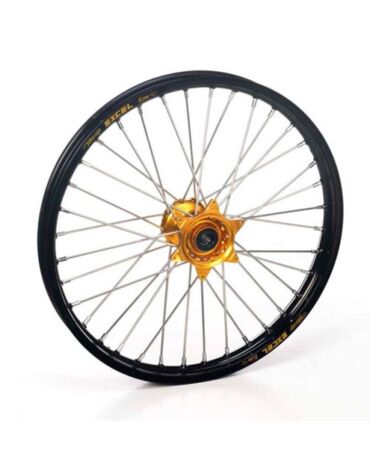Колесо переднее Haan Wheels под мотоциклы Kawasaki KX 125,250, KXF250,450 2006-> 21 1.60 с черным ободом и золотой ступицей