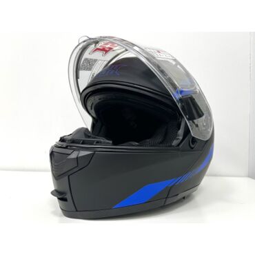 Шлем модуляр RSX Spark (HS 159) Winter, черно синий матовый, очки желтые - миниатюра 2