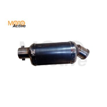 Глушитель (тюнинг) L 300*80 mm, креп. Ø48mm (нержавейка, овал, карбон черный, прямоток, mod:1) - миниатюра 2
