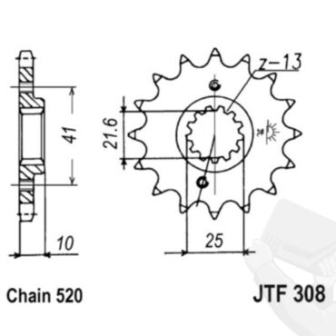 JTF 308 15 звезда ведущая 15 зубов  ( Yamaha  XT660 / XT660Z Tenere 04 15 ) - миниатюра 1