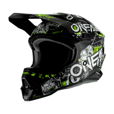 Oneal Шлем кроссовый 3Series Attack 2.0 Черный Желтый Неон - миниатюра 2