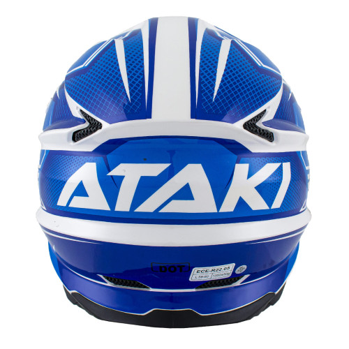 Шлем кроссовый ATAKI JK801A Legacy (синий белый глянцевый) - фото 1
