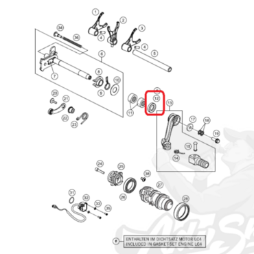 KTM сальник вала выбора передач КПП 690 R SM Duke 07 20 / 350 450 500 EXCF 24-> ( 0760142461 ) - миниатюра 1